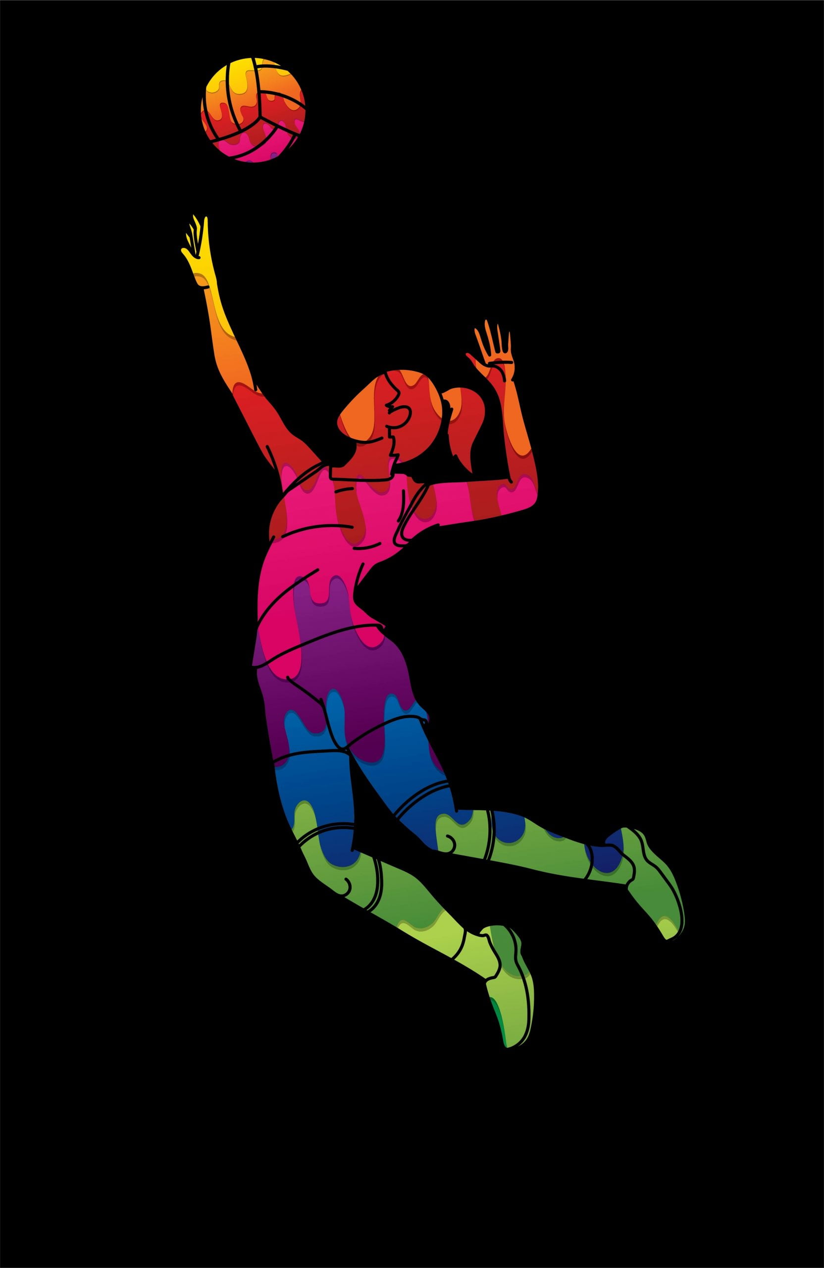 Woman volleyball player action cartoon graphic vector