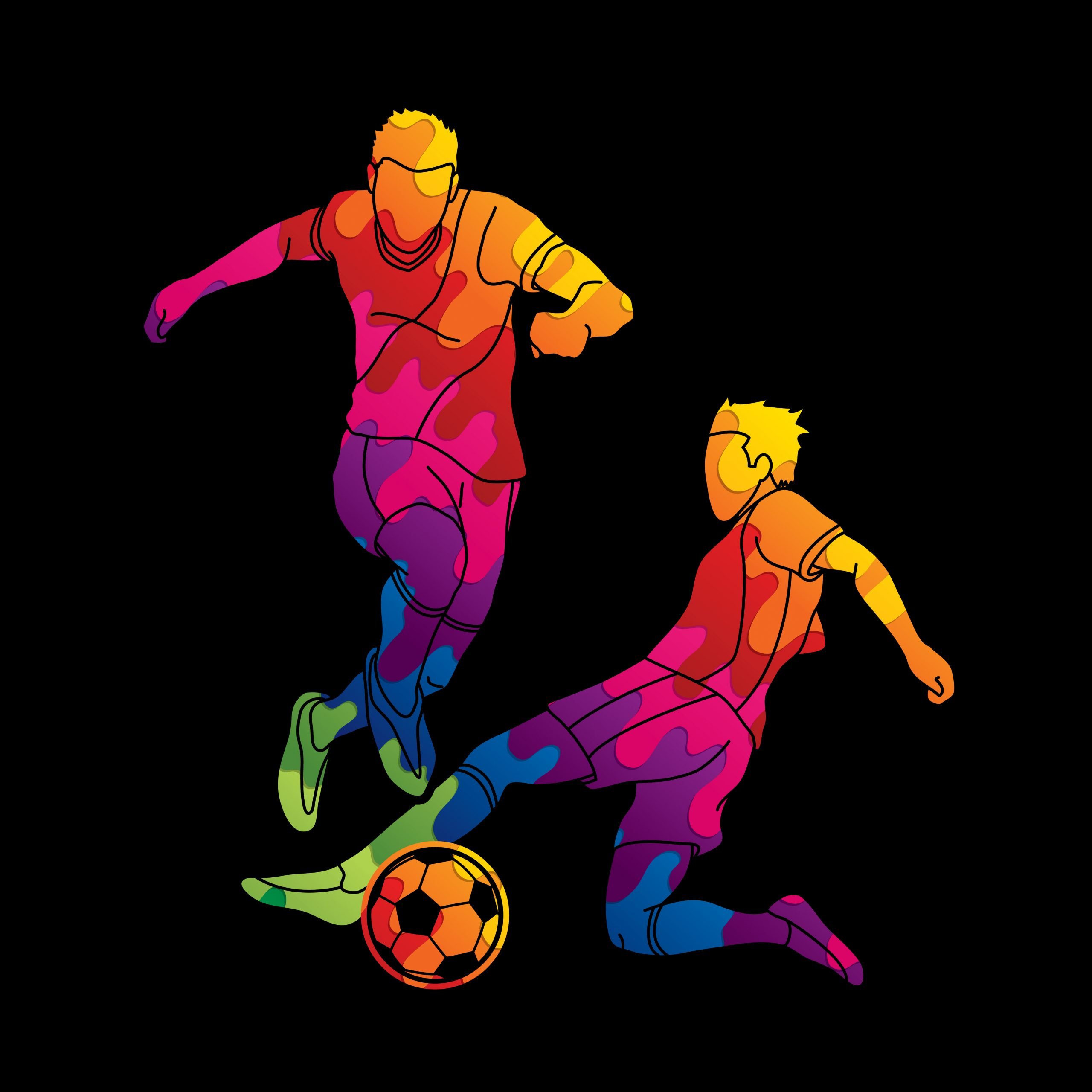 Soccer player action designed using colorful graphic vector